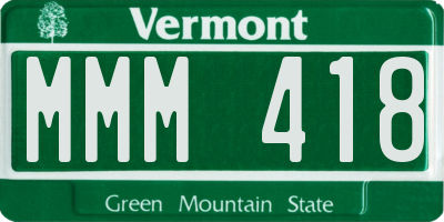 VT license plate MMM418