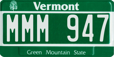 VT license plate MMM947