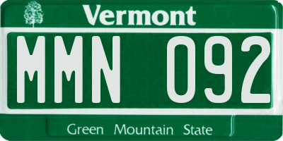 VT license plate MMN092
