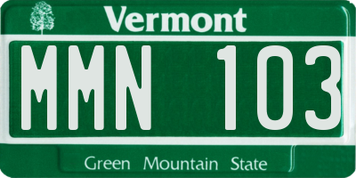 VT license plate MMN103