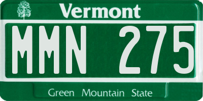 VT license plate MMN275
