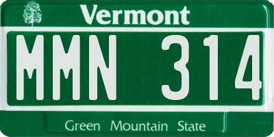 VT license plate MMN314