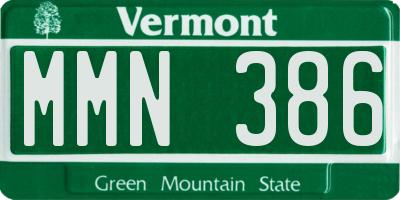VT license plate MMN386