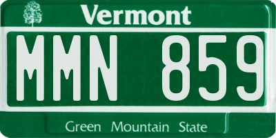 VT license plate MMN859