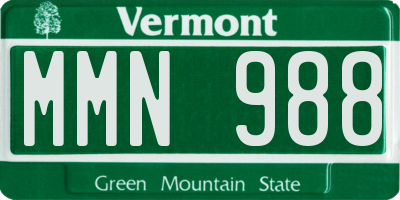 VT license plate MMN988