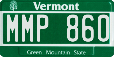 VT license plate MMP860