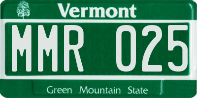 VT license plate MMR025