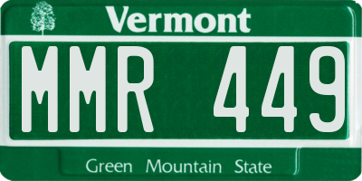 VT license plate MMR449
