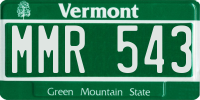 VT license plate MMR543