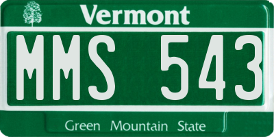 VT license plate MMS543