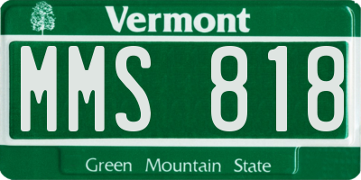 VT license plate MMS818
