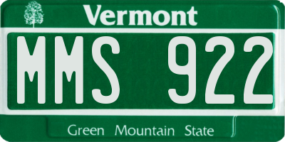 VT license plate MMS922