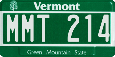 VT license plate MMT214
