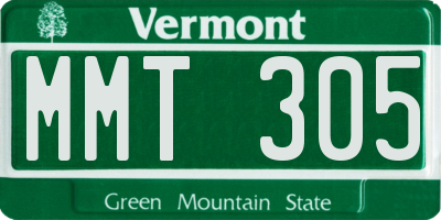 VT license plate MMT305