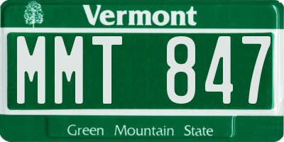 VT license plate MMT847