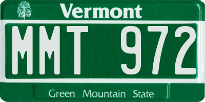 VT license plate MMT972