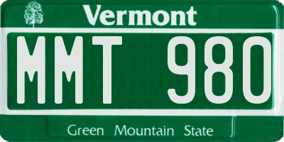 VT license plate MMT980