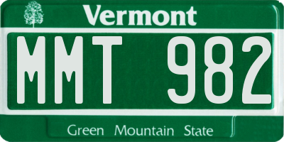 VT license plate MMT982