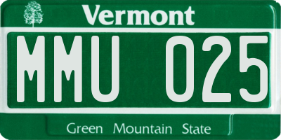VT license plate MMU025