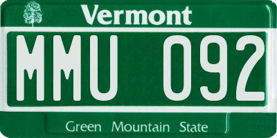 VT license plate MMU092