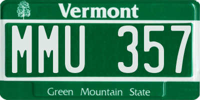 VT license plate MMU357