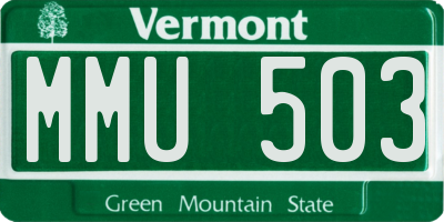 VT license plate MMU503