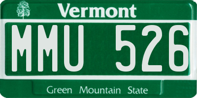 VT license plate MMU526