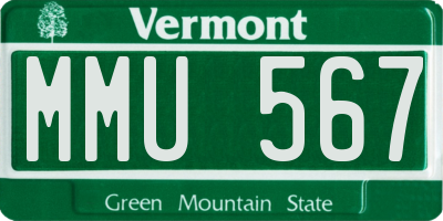 VT license plate MMU567