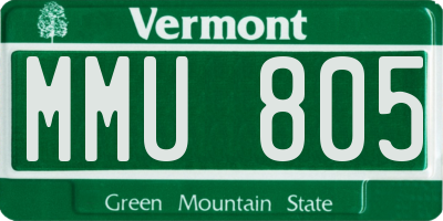 VT license plate MMU805
