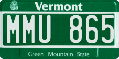 VT license plate MMU865