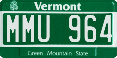 VT license plate MMU964