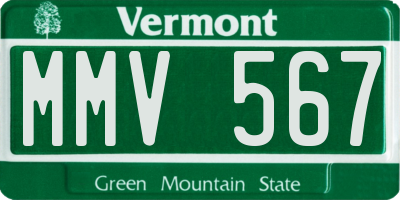 VT license plate MMV567