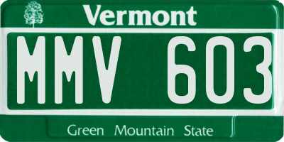 VT license plate MMV603