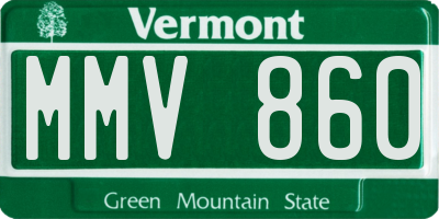 VT license plate MMV860