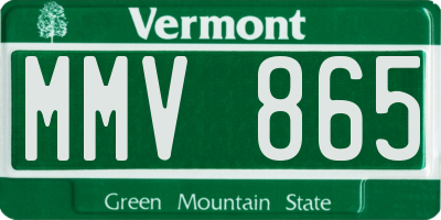 VT license plate MMV865