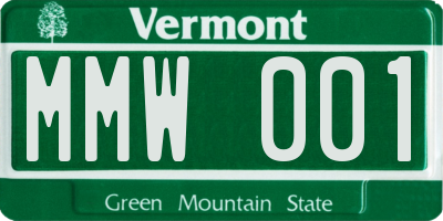 VT license plate MMW001
