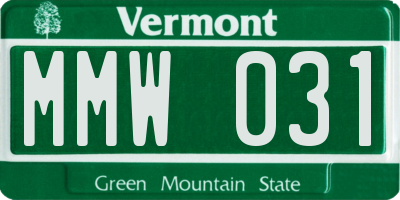 VT license plate MMW031