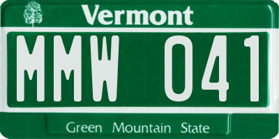 VT license plate MMW041
