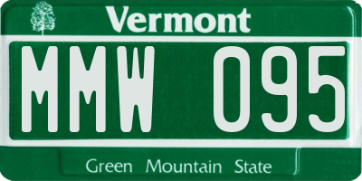 VT license plate MMW095