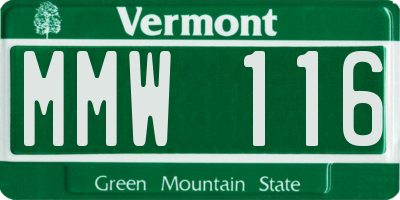 VT license plate MMW116