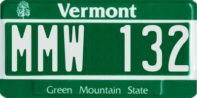 VT license plate MMW132