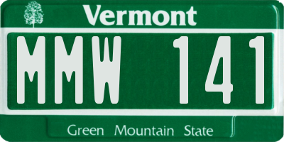 VT license plate MMW141