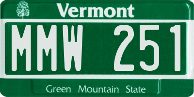 VT license plate MMW251