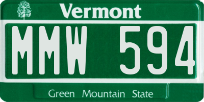 VT license plate MMW594