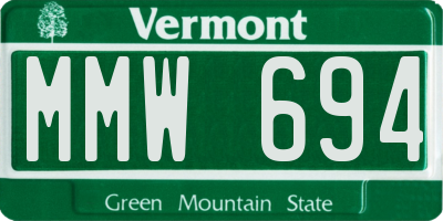 VT license plate MMW694