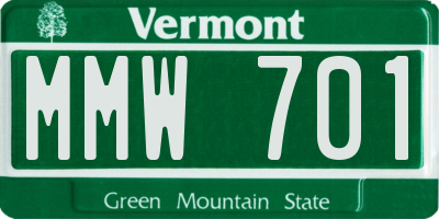 VT license plate MMW701