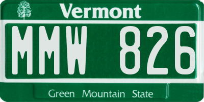 VT license plate MMW826