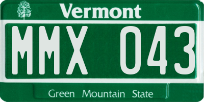 VT license plate MMX043
