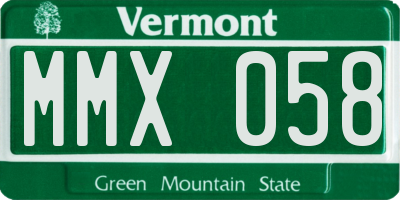 VT license plate MMX058