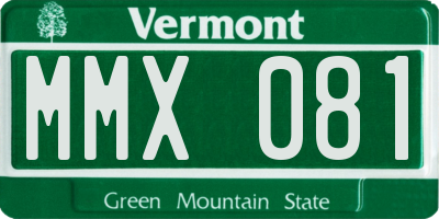 VT license plate MMX081